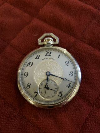 Fine Vintage 1924 Hamilton 14k White Gold Filled 912 Pocket Watch Running 12s
