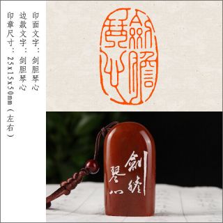 Chinese Shoushan Stone Hand Carved Seal Stamp 剑胆琴心