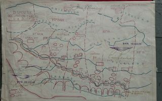 Wwi Trench Map,  Autographed By Pershing,  Rickenbacker,  Campbell