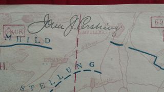 WWI TRENCH MAP,  AUTOGRAPHED BY PERSHING,  RICKENBACKER,  CAMPBELL 2