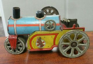 Vintage Orobr Germany Tin Litho Wind Up Steam Roller Toy