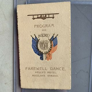 Wwi Farewell Dance Program Menu Flags Airplane Us Naval Airstation 1919 Ireland
