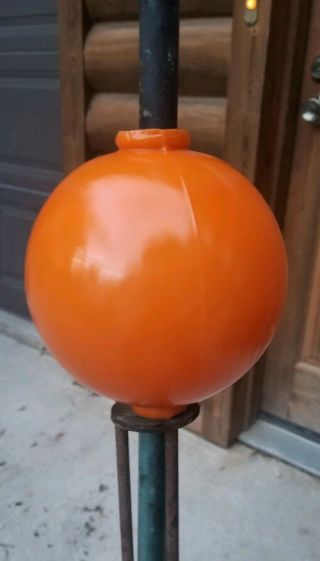 Orange Fenton lighting Rod Ball Globe Glass Roof Yard Barn Decor 3