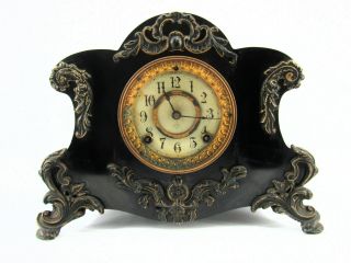 Gorgeous Antique Pat.  1882 Ansonia Metal Mantel Clock