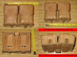 One - Serbian / Yugoslavian Cold War Era Leather Ammo Pouch - Old Stock