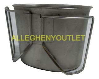 US MILITARY STAINLESS BUTTERFLY WIRE HANDLE CANTEEN CUP VGC 2