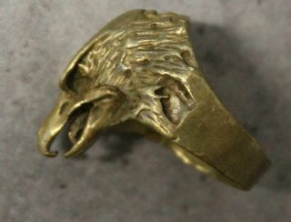 German Ww1 Or ? Patriotic Brass Ring With Eagle Adler Head