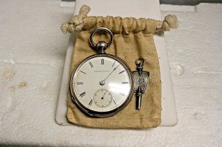 Antique 18s Waltham Sterling Silver Model 1857 Key Wind Pocket Watch