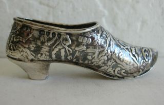 Antique English Sterling Silver Novelty Shoe Slipper Vintage Sewing Pin Cushion