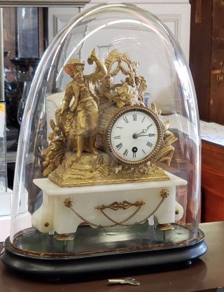 Antique French Table Clock Bronze Circa 1890 