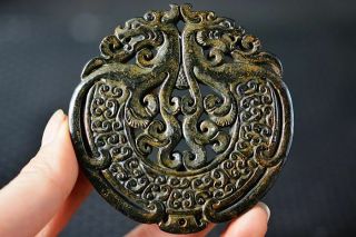 Delicate Chinese Old Jade Carved Dragon Lucky Pendant W63