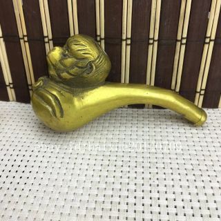 Chinese old brass carving Monkey Head Sculpture Smoke Tobacco Pipe c01 3