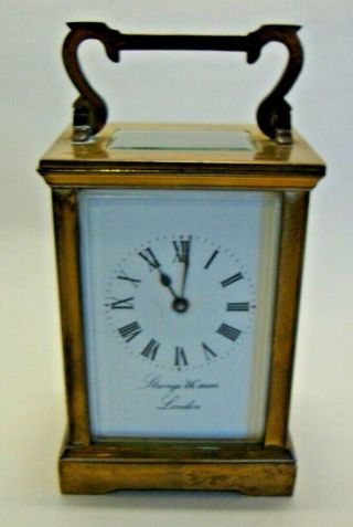 Mid 20th Century Brass Cased Carriage Clock Marked Strongitham London