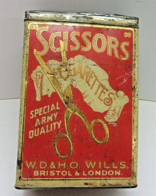 Vintage Wwi Scissors Cigarettes Special Army Quality Tobacco Tin London Antique
