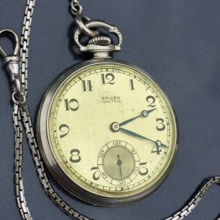 Rare 1923 - 1925 Gruen “empire 13” Model Solid 14k Gold Rein.  10s 17j Pocket Watch