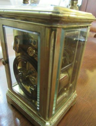 ANTIQUE FRENCH CARRIAGE CLOCK REPEATER - BREVETEE; STAMPED R.  G.  ;FUNCITIONS WELL 11