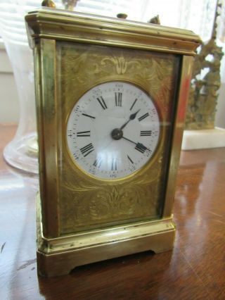 ANTIQUE FRENCH CARRIAGE CLOCK REPEATER - BREVETEE; STAMPED R.  G.  ;FUNCITIONS WELL 2