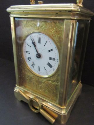 ANTIQUE FRENCH CARRIAGE CLOCK REPEATER - BREVETEE; STAMPED R.  G.  ;FUNCITIONS WELL 3