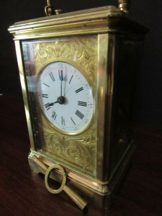 ANTIQUE FRENCH CARRIAGE CLOCK REPEATER - BREVETEE; STAMPED R.  G.  ;FUNCITIONS WELL 4
