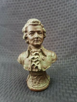 Antique Cast Metal Mozart Bust Statue