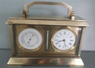 Antique French Parkinson & Frodsham Brass 8 Day Clock And Barometor Rare 2