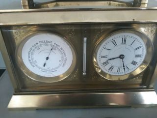 Antique French Parkinson & Frodsham Brass 8 Day Clock And Barometor Rare 8