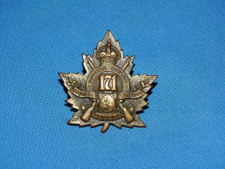Wwi - Wwii Canadian Cap Hat Badge,  171st Quebec Rifles Overseas Battalion (408)