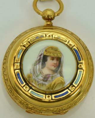 Museum Antique 18k Gold Plated Silver&enamel Watch For Ottoman Sultans Court
