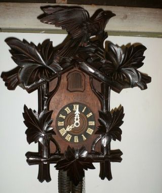 Stunning Antique German Kalix Herrmann Black Forest Deeply Carved Cuckoo Clock
