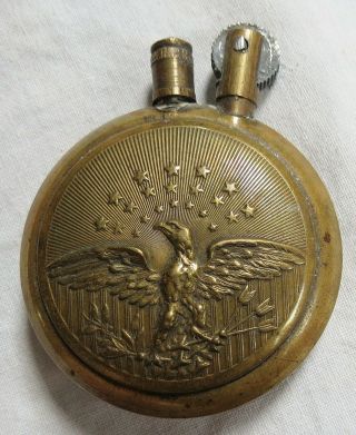 Wwi Lighter Trench Art Embossed Brass Spread Eagle &union Shield Old Vtg Antique