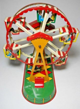 Wind - Up Tin Toy Ferris Wheel Nürnberger Blechspielzeug Germany Josef Wagner Work