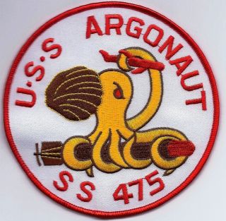 Uss Argonaut Ss 475 - 5 Octopus Red Border - Submarine - Bcpatch C6945