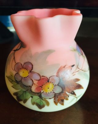 Webb & Sons Antique Queens Burmese Jules Barbe Enameled Hawthorne Crimped Vase