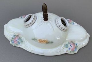 Vintage Porcelier Ceramic Double Socket Porcelain Ceiling Light Fixture Sconce 3