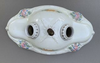 Vintage Porcelier Ceramic Double Socket Porcelain Ceiling Light Fixture Sconce 6