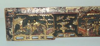 Antique CHINESE Carved Wood WEDDING BED Panel WALL HANGING 4 2