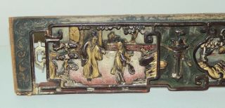 Antique CHINESE Carved Wood WEDDING BED Panel WALL HANGING 3 2