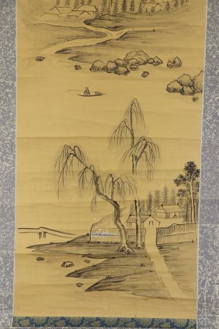 JAPANESE HANGING SCROLL ART Painting Sansui Landscape Asian antique E7936 4