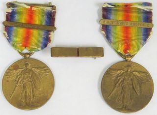Two 1914 - 18 Wwi The Great War For Civilization France Bronze Victory Medal