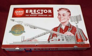 Vintage 1959 Gilbert 10053 Rocket Launcher Erector Set W/ Book & Case