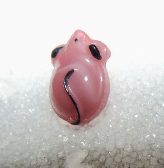 Sm Vintage Realistic Mouse Pink Moonglow Glass Button 255