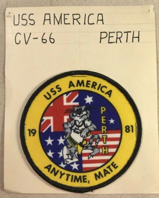 Us Navy Vf - 114 Zott Uss America Cv - 66 Perth Australia Cruise Patch 1981