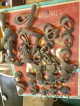 Joblot Of Old Antique Vintage Brass/ Bronze Drawer / Door Handles Reclaimed