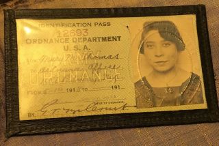 Ww1 Identification Card Us Army Ordinance Department Woman Office Broadway Ny 5”
