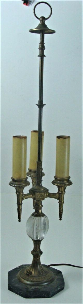 Antique Bouillotte Signed Pairpoint Electric Lamp Base For Reverse Painted Shade