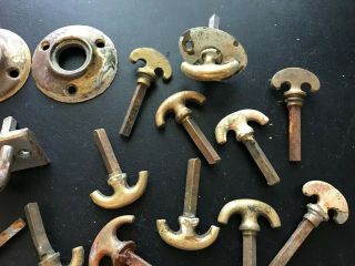 40,  Antique Vintage Door Thumb Turns Knob Door Lock Round Plates - OLD Parts 3