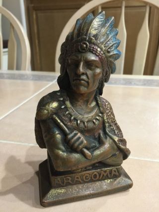 Antique Native American Indian Bronze Clad Art Sculpture