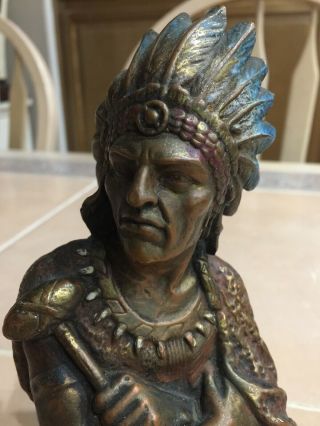 ANTIQUE NATIVE AMERICAN INDIAN BRONZE CLAD ART SCULPTURE 6