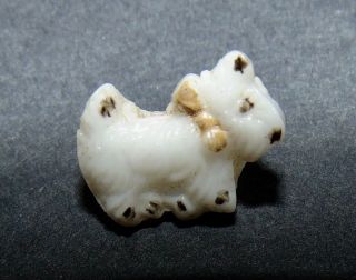 Vintage Small Realistic White Scotty Dog White Glass Button 336