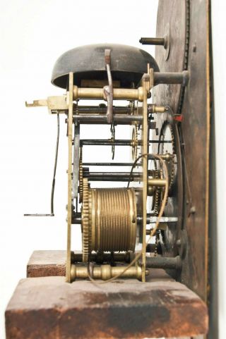 English grandfather clock brass moon dial movement @ 1775 Month Running Rare 8